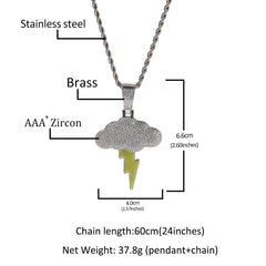 Jewelry Hip Hop Lightning Pendant Copper Inlaid Zircon Necklace Lightning Spectrum