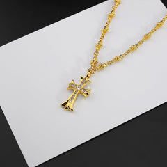 CHH Chrome heart Cross Necklace Gold Retractable Cross Cold Wind Diamonds