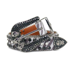 Hip-hop punk rhinestone belt skull pu leopard print punk style