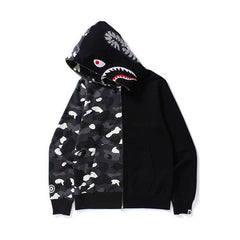 Bathing Ape Bape Ape Head Camouflage Stitching Sweatshirt Hooded Zipper Fleece Jacket