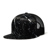 Trendy flat brimmed snapback hatsmesh summer breathable sun shade