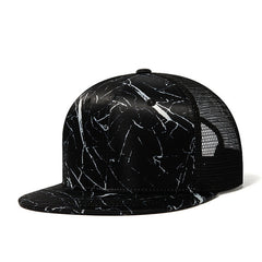 Trendy flat brimmed snapback hatsmesh summer breathable sun shade