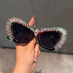 Trendy punk glasses flash diamond