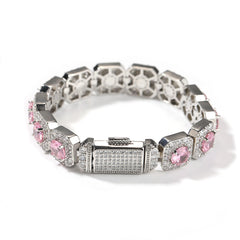 Bracelet Hip Hop Bracelet Copper with Zircon Color Spectrum St. Valentine's