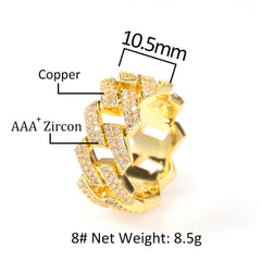Rings Hip Hop Copper Zircon Cuban Chain Ring St. Valentine's Spectrum