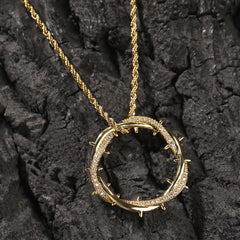 Jewelry Vintage Thorns Crown Pendant Necklace Copper with Zircon Hip Hop St. Valentine's Spectrum