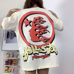 Hellstar T Shirt Earth Print Casual Loose High-quality pure cotton high-street clothing