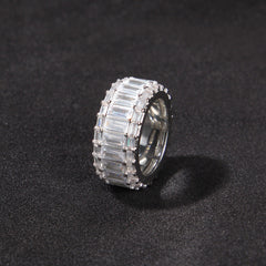 Rings ins Wind Three Row T Square Zircon Hip Hop Ring Spectrum St. Valentine's