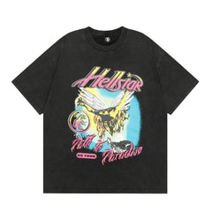 Hellstar T Shirt Smile Earth Distressed Print High-quality pure cotton high-street clothing