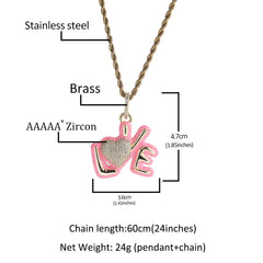 Jewelry Love Alphabet Pieces Hip Hop Diamond Pendant Necklace St. Valentine's Spectrum Alphabet Pieces Night light