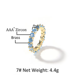 Rings Fashion Hip Hop Ring Sea Blue Zircon St. Valentine's Spectrum