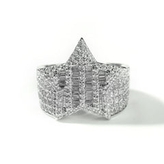 Rings Zircon Hip Hop T Square Pentagram Ring St. Valentine's Spectrum
