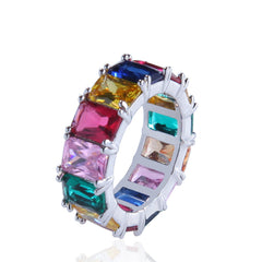 Rings Copper Zircon Ring Rectangle Zircon Ring St. Valentine's Spectrum