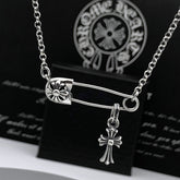 CHH Chrome heart Cross Necklace Vintage Cross Small Pin Male and Female Collarbone Chain