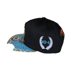 Trendy flat brimmed snapback hatstreasure finger notch visor