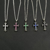 CHH Chrome heart Cross Necklace Vintage Cross Necklace with Diamonds for Men and Women