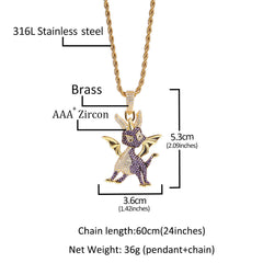 Jewelry Copper Zircon Two Tone Pendant HIPHOP Animal Royalty Far East