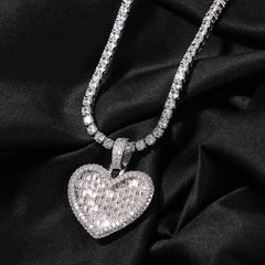 Jewelry Love Pendant Copper Set Zircon T Square Full Diamond Pendant Necklace St. Valentine's Spectrum