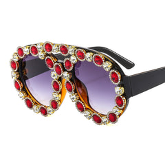 Trendy punk glasses double beam oval