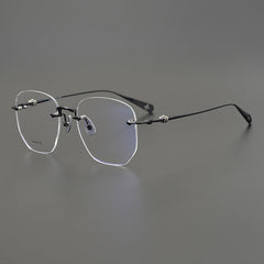 CHH Chrome Hearts Glasses Ultra Light Titanium Frameless Wide Myopia Glasses Frame