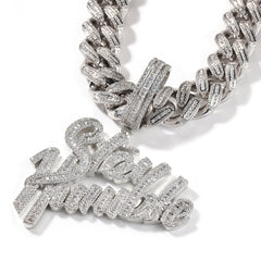 Jewelry Copper Zircon Stay Humble Pendant Hiphop Necklace Royalty Spectrum St. Valentine's Alphabet Pieces