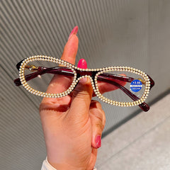 Trendy punk glasses pearl anti-blue light