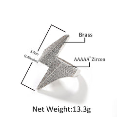 Rings Three-dimensional Lightning Ring Copper set with 5A Zircon Spectrum