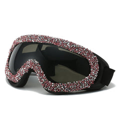 Trendy punk glasses sand and dustproof diamond windshield