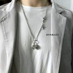 CHH Chrome heart Cross Necklace Men's and Women's Vintage Dice Cross Necklace