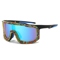 Trendy punk glasses diamond windproof