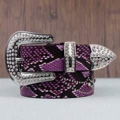 Hip-hop punk rhinestone belt python pattern