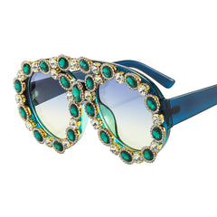 Trendy punk glasses double beam oval