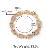 Bracelet Gold Plated Copper Inlaid Zircon Hip Hop Bracelet ins Spectrum St. Valentine's