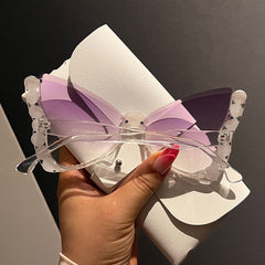 Trendy punk glasses retro pearl butterfly frame