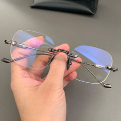 CHH Chrome Hearts Glasses Frameless Punched Retro Square Round Versatile Myopia Glasses Frame
