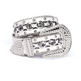 Hip-hop punk rhinestone belt y2k pu leather