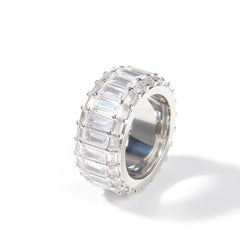 Rings ins Wind Three Row T Square Zircon Hip Hop Ring Spectrum St. Valentine's