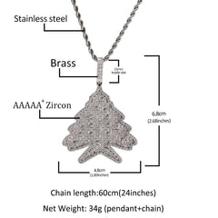 Jewelry Zircon Christmas Tree Hip Hop Pendant Necklace Spectrum