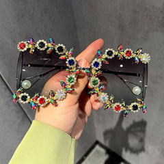 Trendy punk glasses cut out square frame