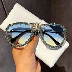 Trendy punk glasses bee diamond retro