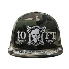 Trendy flat brimmed snapback hatsembroider camouflage skull hip