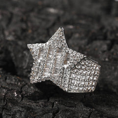 Rings Zircon Hip Hop T Square Pentagram Ring St. Valentine's Spectrum