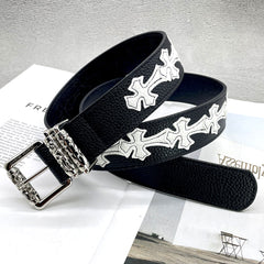 CHH Chrome Hearts Belt Colored Cross Flower Lychee Pattern