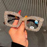 Trendy punk glasses full diamond anti-blue light