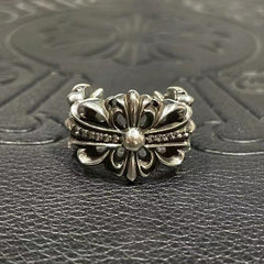 CHH Chrome heart Cross Ring with Diamonds in White Gold