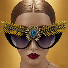 Trendy punk glasses retro style devil's eye