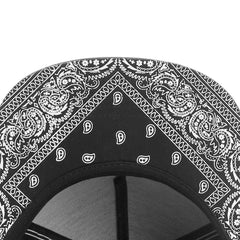 Trendy flat brimmed snapback hatscashew pattern