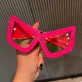 Trendy punk glasses chain retro cat eye