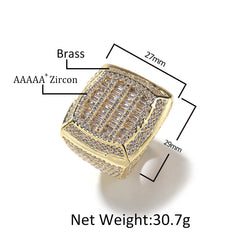 Rings Vintage Square Diamond Set Hip Hop Finger Ring Spectrum Royalty