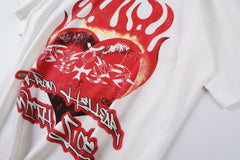 Hellstar T Shirt Portrait Flame Pure Cotton High-quality pure cotton high-street clothing